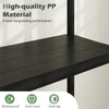 Close-up of a 3-tier heavy-duty plastic storage shelf made of waterproof PP material, featuring an anti-slip surface.
