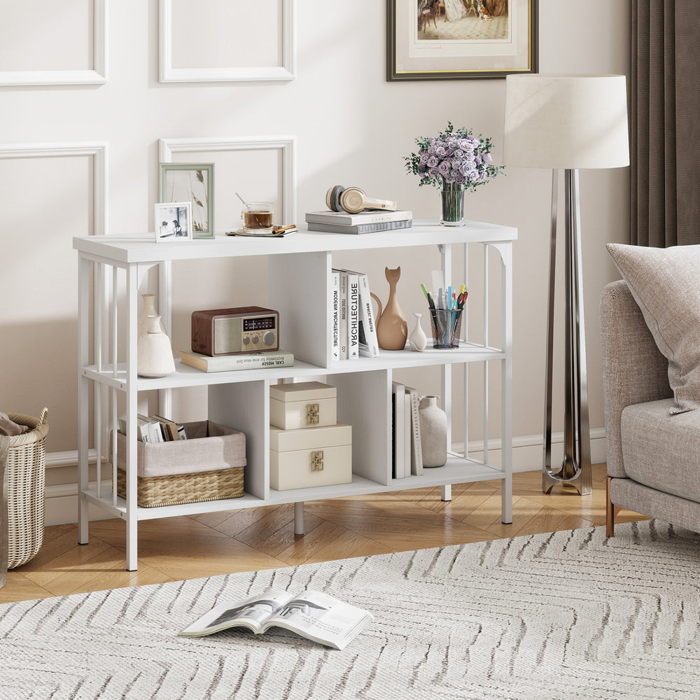 3-Tier Horizontal Cubby Bookshelf with Open Shelves-White - Gallery View 1 of 10