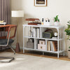 3-tier horizontal cubby bookshelf in white with open shelves, ideal for books and decorations in living room or office.