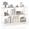 3-tier horizontal cubby bookshelf in white with open shelves, ideal for living room or office storage and display.