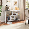 3-tier horizontal cubby bookshelf in white with open shelves, perfect for living room or office storage and display.