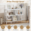 3-tier horizontal cubby bookshelf in white with open shelves for books, decorations, and potted plants, ideal for any room.