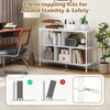 3-tier horizontal cubby bookshelf in white with open shelves, featuring anti-toppling kits for added stability and safety.