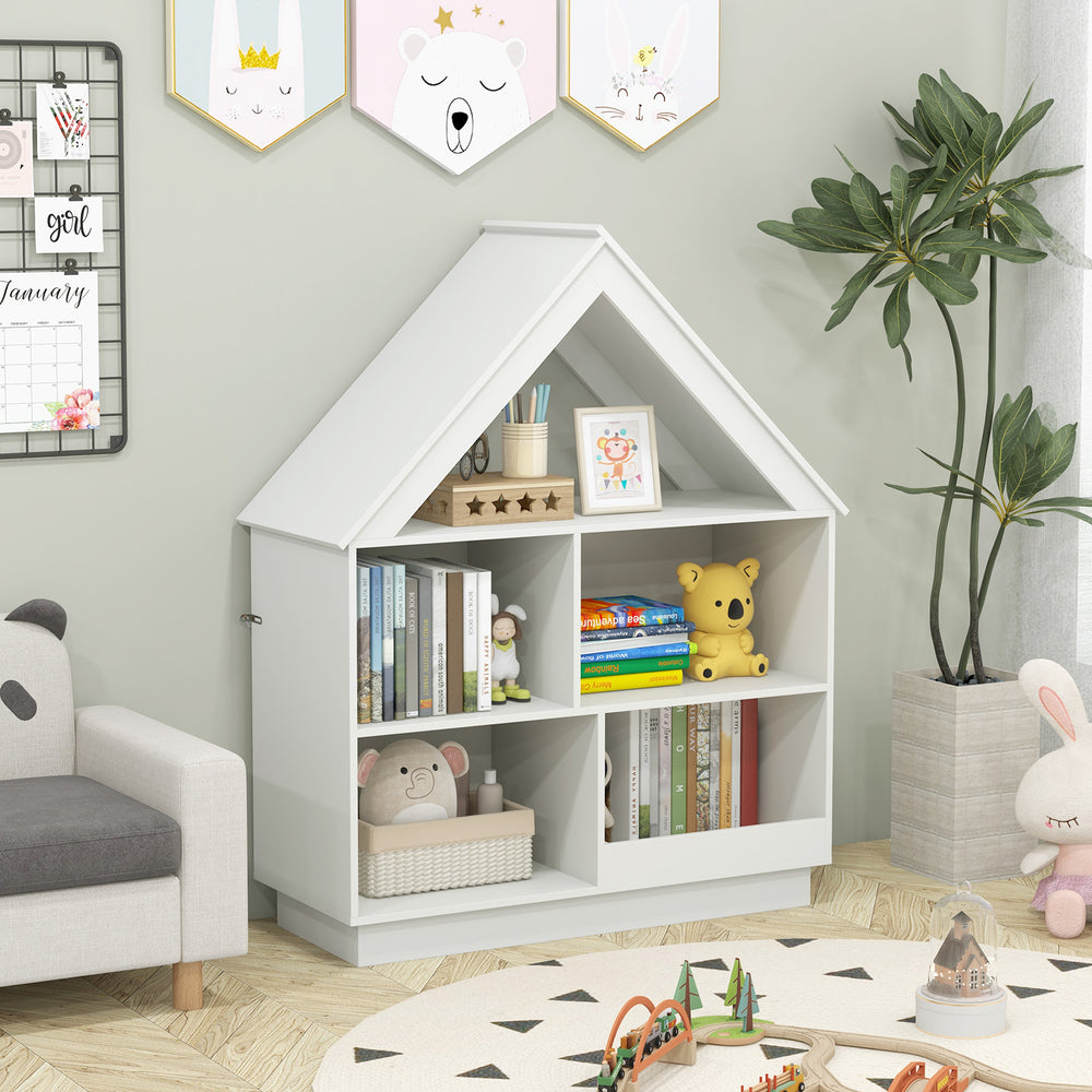 3-Tier House-Shaped Toy Storage Organizer with Open Shelves-White - Gallery View 1 of 10