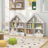 House-shaped toy storage organizer in white, showcasing the open design and 5 compartments for kids' easy access and.