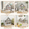 3-tier house-shaped toy storage organizer in white, featuring open shelves and compartments for kids' toys and books.