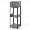 3-tier tall plant stand in gray with drawer and open shelves, ideal for organizing plants and displaying items in any.
