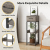 3-tier tall plant stand with drawer in gray, featuring sturdy metal pipes and open shelves for organized plant display.
