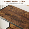 Close-up of the rustic wood grain on the 3-tier industrial bookshelf with a metal frame, perfect for home decor.