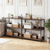 3-tier industrial bookshelf with rustic brown wooden shelves and metal frame, ideal for stylish home organization.