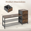 3-tier industrial shoe bench in rustic brown with 3 removable fabric drawers and anti-toppling kits for hallway storage.