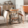3-Tier Industrial Side Table with V-shaped Bookshelf for Living Room-Natural - Gallery View 1 of 10