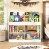 3-tier kid's bookshelf in white with display rack and compartments, perfect for organizing toys and books in a child's.