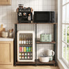 3-tier kitchen baker's rack in rustic brown with open shelves, ideal for organizing appliances and supplies efficiently.