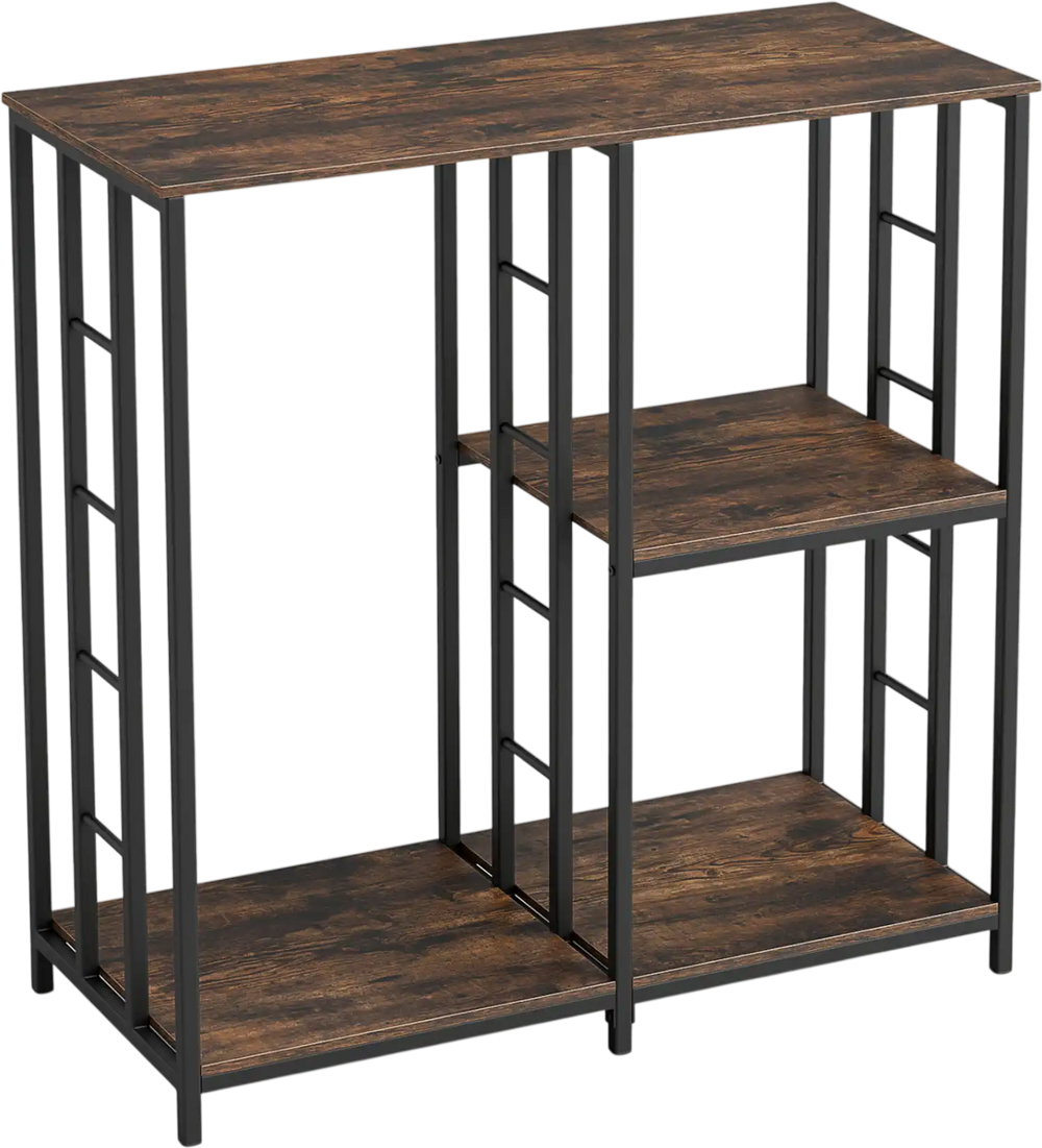 3-tier kitchen baker's rack in rustic brown featuring an industrial-style design, perfect for modern kitchens and.