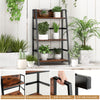 3-tier ladder bookshelf with a metal frame, featuring wooden shelves, built-in handles, and anti-slip foot pads for.