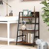 3-tier ladder bookshelf with a metal frame, showcasing decorative items on wooden shelves, perfect for stylish.