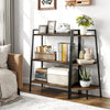 3-tier ladder shelf and corner shelf set in rustic brown with a sturdy metal frame, perfect for living room or home office.