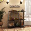 3-Tier Liquor Bar Table with Stemware Racks and Storage Shelves-Black - Gallery View 1 of 10