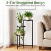 3-tier metal plant stand with staggered design, crafted from rustproof metal, perfect for indoor or outdoor plant.