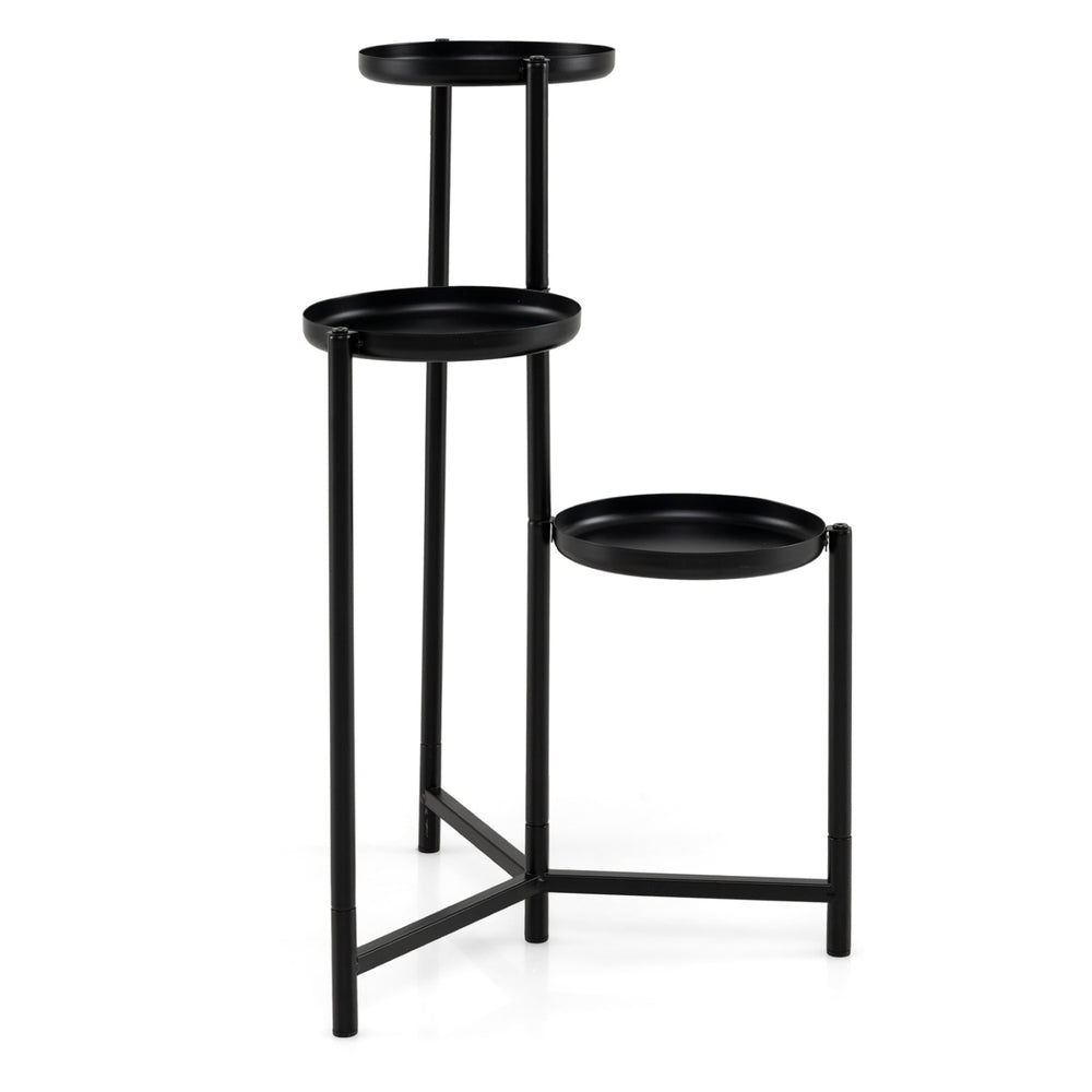 3-tier metal plant stand with a rustproof finish, ideal for corner display of plants and decorations in indoor or.