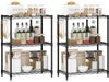 3-tier black metal storage shelving unit set of 2 with adjustable shelves, ideal for kitchen or garage organization.