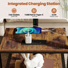 3-tier mobile couch side table with adjustable height, integrated charging station, and heavy-duty metal frame for stability.