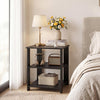 3-Tier Modern Nightstand Square Side Table with Open Storage Shelves-Black - Gallery View 1 of 9