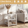 3-tier white nightstand with open storage shelves, perfect for compact areas in living room or bedroom.