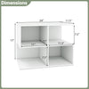 3-tier modern S-shaped end table in white with 4 storage cubes, ideal for living room or as a nightstand.