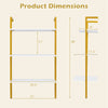 3-tier modern wall-mounted shelving unit with white wooden shelves and yellow metal frame, showcasing product.