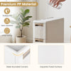 3-tier narrow storage cabinet in beige features waterproof PP material, sleek rounded corners, and smooth rolling wheels.