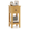 3-tier nightstand in natural wood with a drawer and open shelf, perfect for bedroom or living room storage.