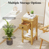 3-tier nightstand with a pull-out drawer and open storage shelf in natural wood, ideal for living room or bedroom use.