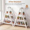 3-tier white plant stand made of fir wood, showcasing potted plants for indoor or outdoor use in compact spaces.