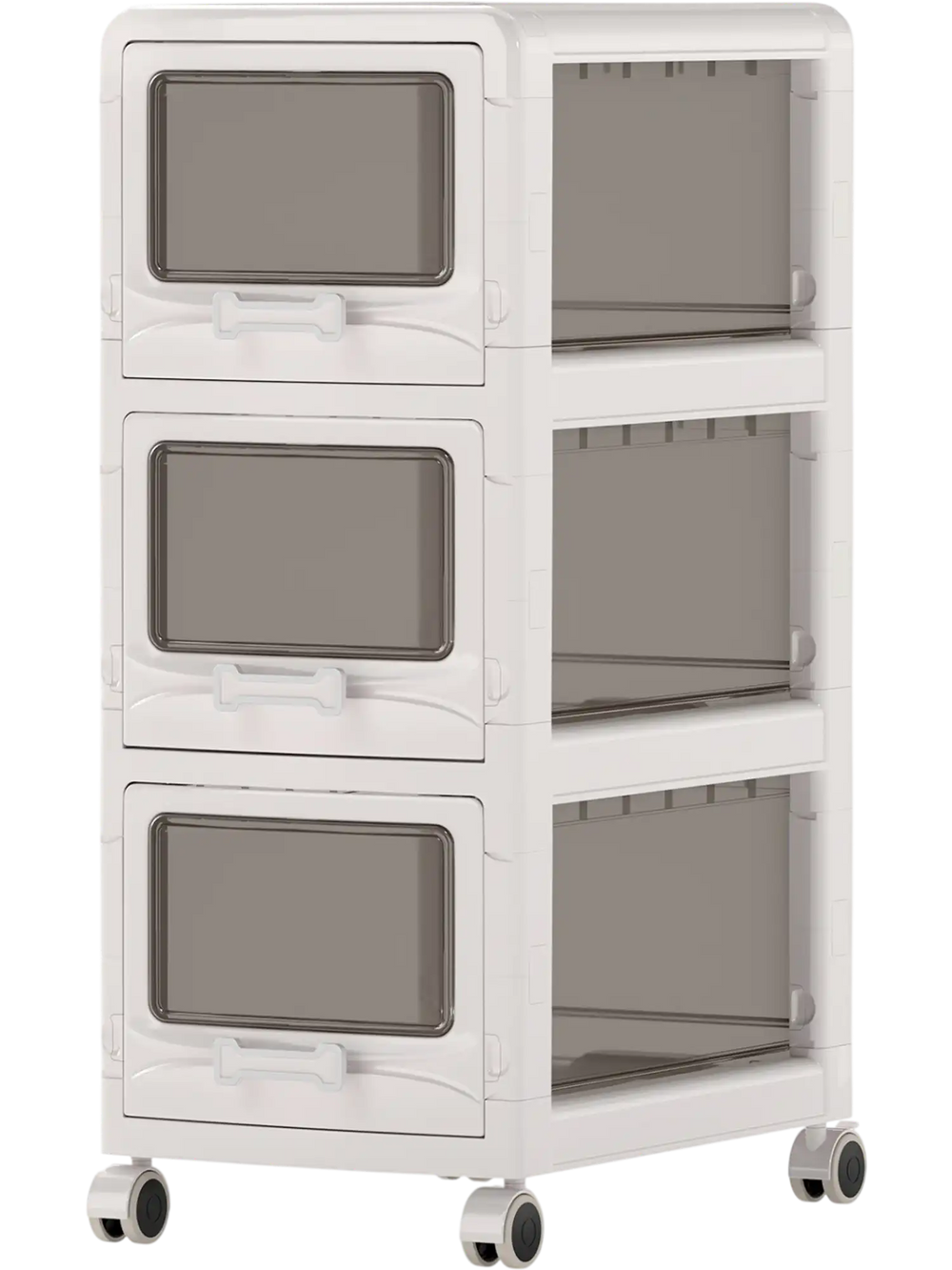 3-tier plastic drawer storage organizer rolling cart showcasing three spacious drawers, perfect for efficient home.