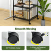 3-tier black printer stand with adjustable shelf and 360° swivel wheels for smooth movement and easy organization.