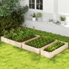 Three-tier raised garden bed in natural fir wood, featuring lattice trellis for climbing plants, ideal for various.