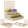 3-tier raised garden bed with lattice trellis, made of fir wood, ideal for flowers and climbing plants, promotes.