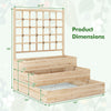 3-tier raised garden bed with lattice trellis, featuring natural fir wood, ideal for various plants and proper drainage.