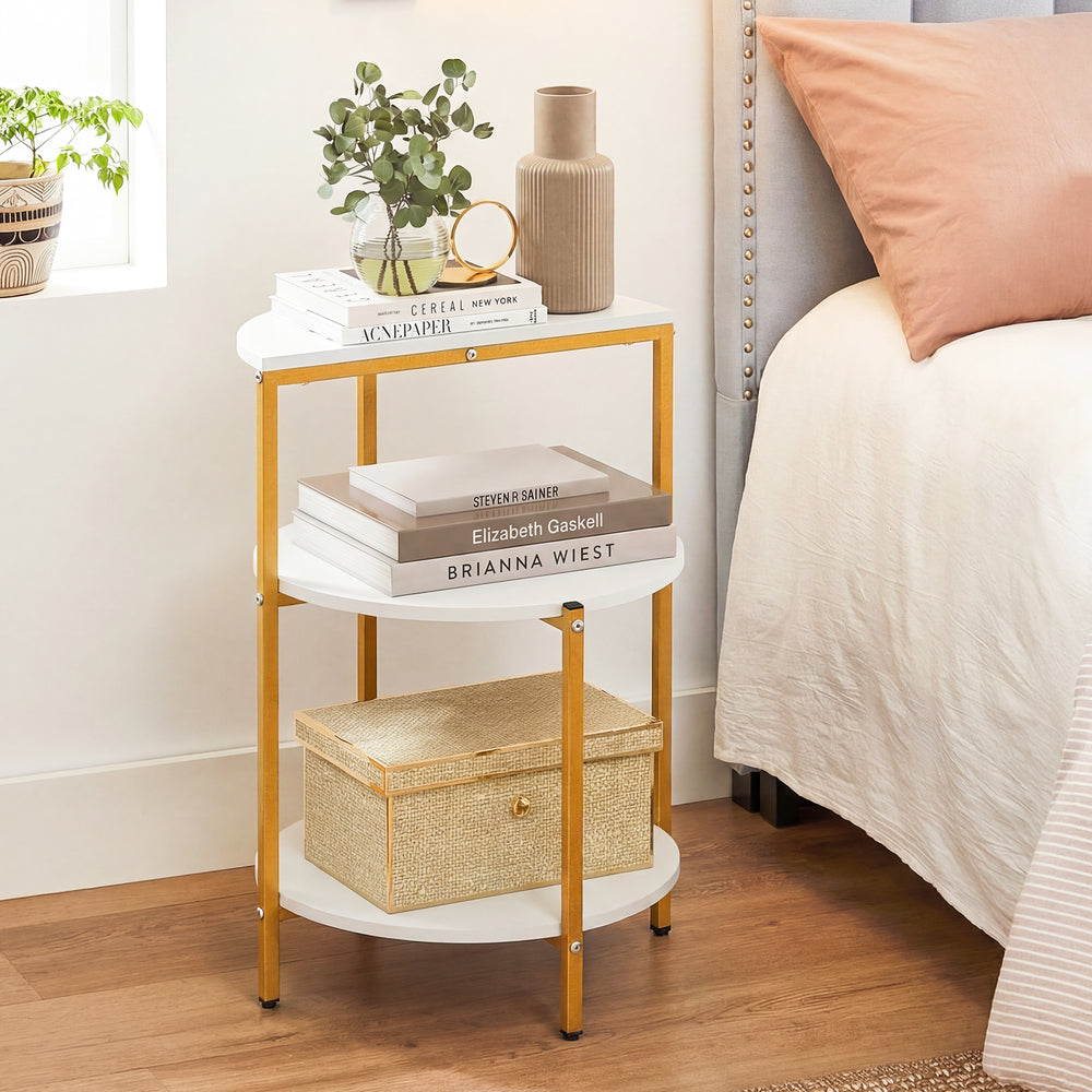 3-Tier Round End Table for Small Space and Bedroom Room-Set of 1 - Gallery View 1 of 8