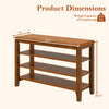 3-tier shoe rack bench in brown with adjustable shelves, sturdy rubber wood frame, ideal for entryway or living room.