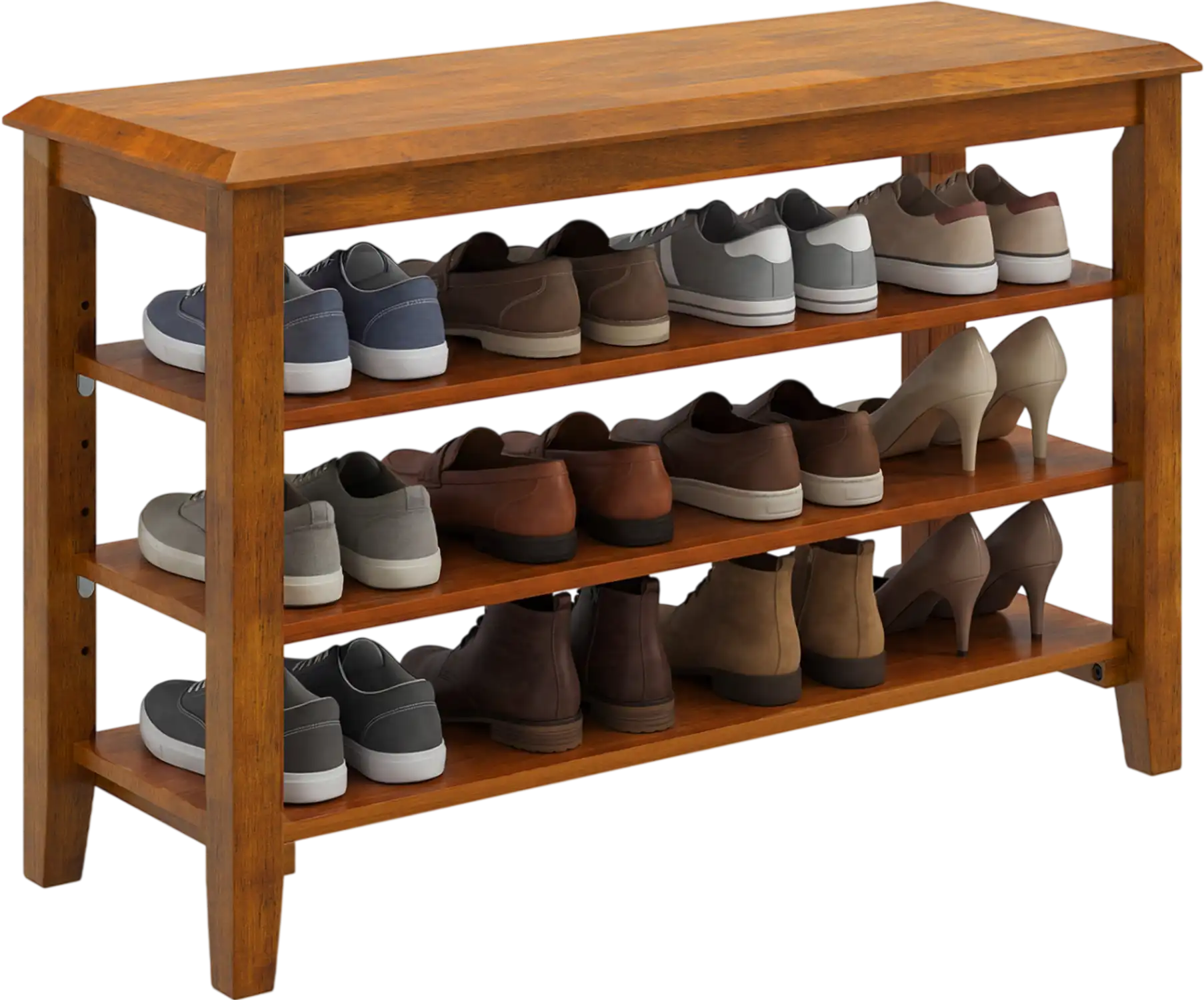 Costway 3-Tier Shoe Rack Bench Adjustable Shelves Entryway Storage 95617430 New