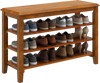 3-tier shoe rack bench in brown with adjustable shelves, perfect for entryway organization and comfortable seating.