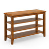 3-tier shoe rack bench in brown with adjustable shelves, perfect for entryway or living room organization.