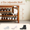 3-tier shoe rack bench in brown with adjustable shelves, perfect for organizing shoes in entryway or living room.