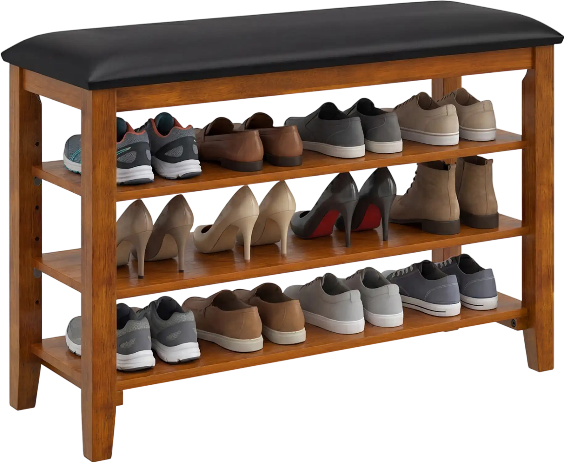 Costway 3-Tier Shoe Rack Bench w/ Adjustable Shelves Soft Cushion 61219070 New