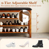 3-tier shoe rack bench in brown with adjustable shelves and soft cushion, ideal for entryway or living room.