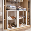 3-tier white shoe rack with stackable design, featuring spacious tiers for organized shoe storage and easy maintenance.