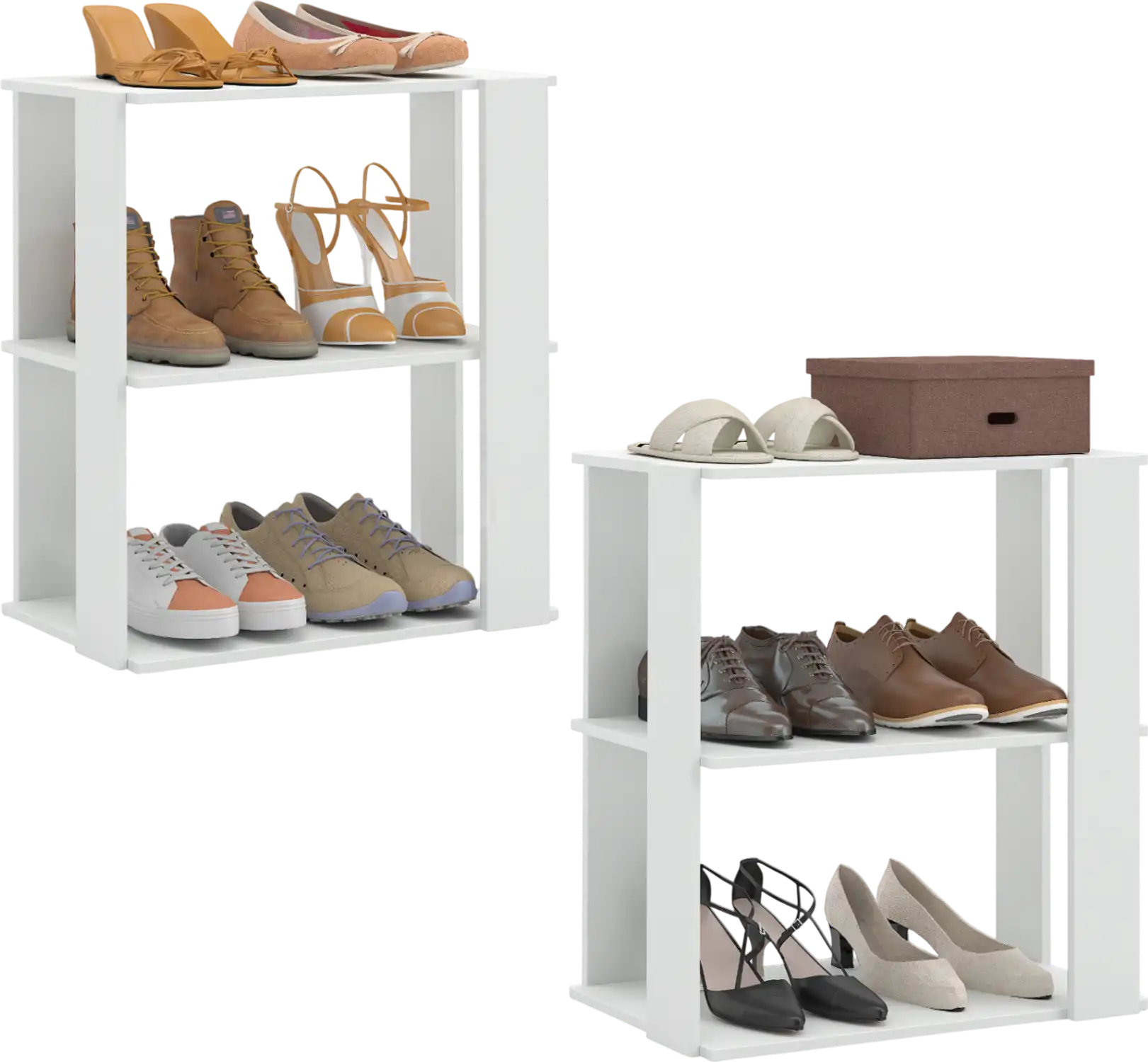 Costway 3-Tier Stackable Shoe Rack Set of 2 with Anti-Tipping Device 47477290 New